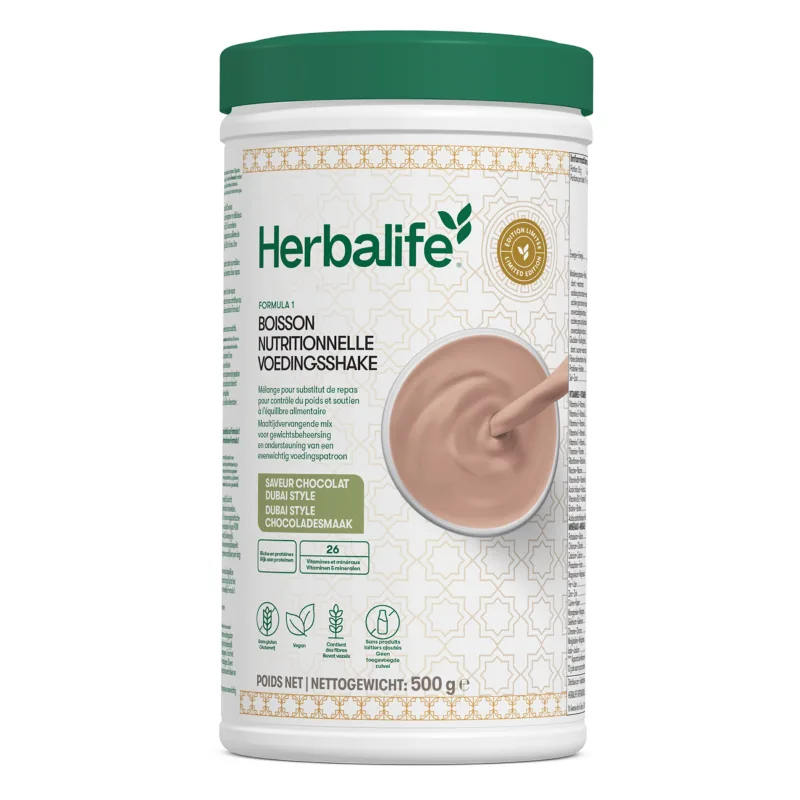 Herbalife Formule 1 shake Dubai style chocolade